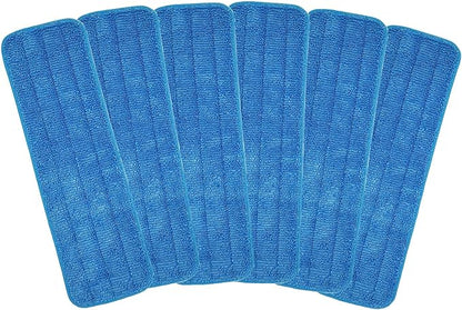 Microfiber Mop Pad 18" Inch for Wet Dry Mops Floor Cleaning Pads Reusable Compatible with Bona Floor Care System (6 Pack)