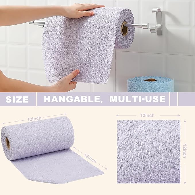 80 Pack Microfiber Cleaning Cloth Roll Reusable Paper Towels 12"x12" Tear Away Cloth,Absorbent Dish Rags for House Kitchen,Wash Cloths,Lint Free Rags for Window Cars Cleaning Supplies