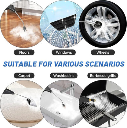 Pressurized Handheld Steam Cleaner, Portable Steamer for Cleaning with 1.2L Large Tank, 15s Fast Heat-Up, 6-Level Adjustable, Powerful Steam Cleaner for Home, Car, Kitchen, Tile, Grout
