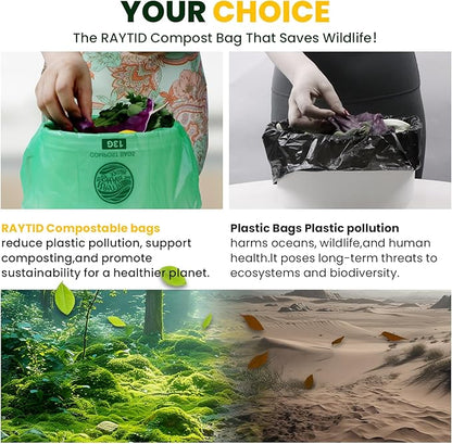 Trash bags 13+ gallon tall kitchen,100count,Extra Thick1.11 Mills,Compostable bags,Kitchen Compost Trash Bin Compatible,Certified by BPI and OK Compost