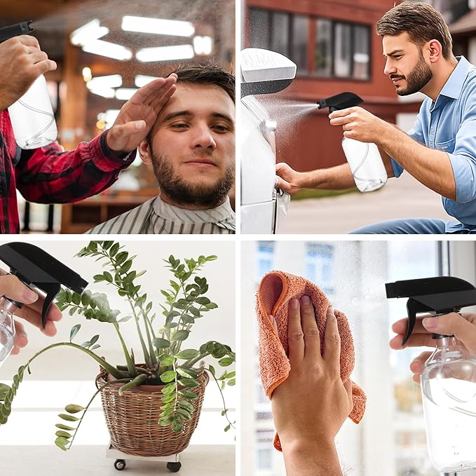 Gjinxi 10Pcs 10oz Spray Bottle for Hair, Plastic Empty Spray Bottles for Plants, Mist/Stream Heavy Duty Water Spraying Bottle with Adjustable Sprays Nozzle BPA Free Refillable Containers for Cleaning