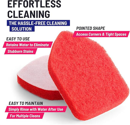 Moku Home Replacement Scrubber Refill for Moku Home Extendable Tub Tile Shower Brush for Cleaning Non-Scratch (2X Scrubber Sponge Red)