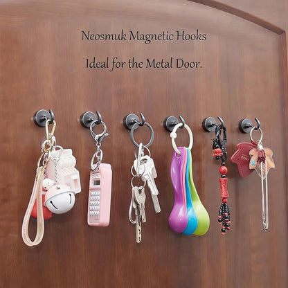 Neosmuk Magnetic Hooks, Heavy Duty 40lb+ Strong Magnet Hook for Cruise Cabins, Cruise Ship Essentials for Hanging, Metal Wall Refrigerator Hangers (Gunmetal, 10 Pack)