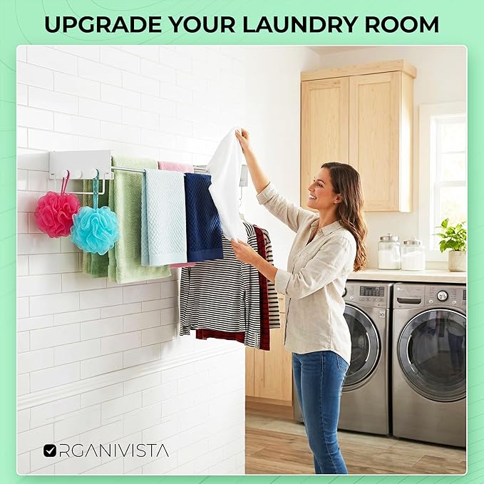 Wall Mount Clothes Drying Rack 28", Heavy Duty Foldable Design, Space Saving Laundry Solution For Small Spaces, Apartments & Homes, Wall Mounted Drying Racks For Laundry, Clothing Rack Wall Mount