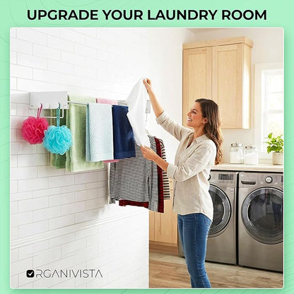 Wall Mount Clothes Drying Rack 40", Heavy Duty Foldable Design, Space Saving Laundry Solution For Small Spaces, Apartments & Homes, Wall Mounted Drying Racks For Laundry, Clothing Rack Wall Mount