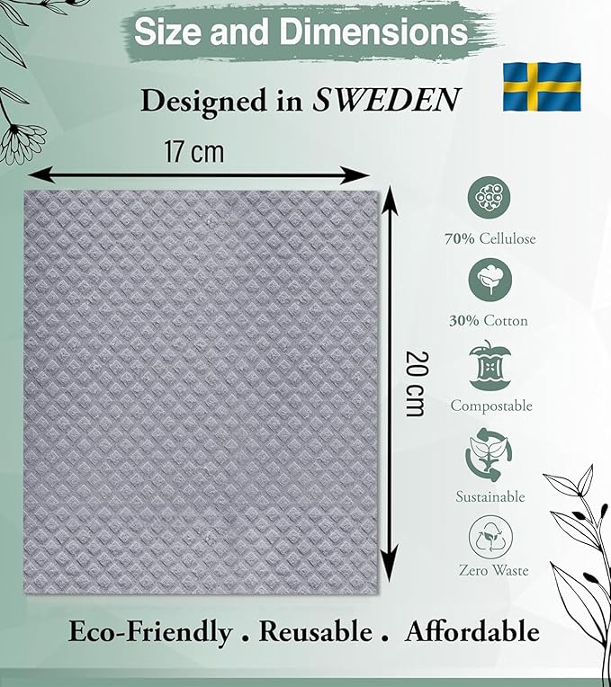 Swedish Dishcloths for Kitchen,10 Pack Reusable Cellulose Sponge Cloths,Ultra Absorbent, Eco-Friendly Cleaning Towels – No Odor, Assorted Dishcloths for Washing Dishes & General Cleaning.