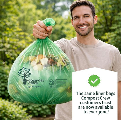 Compost Crew 20 Gallon Compostable Trash Bags, 78 Count – BPI Certified Biodegradable Kitchen Garbage Bags for Food Scraps, Strong Leak-Resistant Compost Bags for Home & Commercial Composting