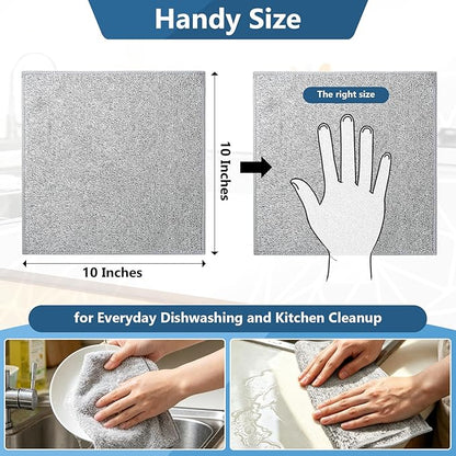 Kitchen Dish Cloths, 12 Pack, 10 x 10 Inches, Super Absorbent Microfiber Dish Towels, Soft Lint Free Reusable Dish Rags for Washing Dishes, Drying, Counters and Sink, Grey