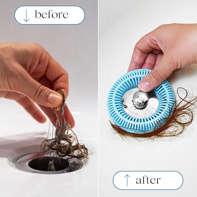 Hair Catcher for Shower Drain & Bathtub – TubRing Pop-Up Drain Protector & Strainer, Reusable Silicone Stopper for Bathroom Clog Prevention, Fits 1.85"–2.16" Drains | Aqua