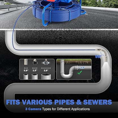 ZELCAN Self-Leveling Sewer Camera, Drain Camera 230FT with 9 in. LCD Screen, Waterproof IP68 Borescope Plumbing with 12 LED Lights, Included 32GB Card, with 512Hz Transmitter(Without Locator)