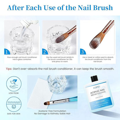 40ml Nail Brushs Cleaner Easy to Clean Brushes Professional Nail Brush Cleaner for Gel and Acrylic Nail Brush Cleaning or Home Nail Salons (1pcs)