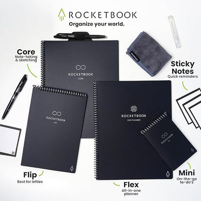 Rocketbook Accessory Kit – Complete Set with 2 FriXion Gel Pens, Spray Bottle, Microfiber Cloth & Pen Dock – Compatible with Rocketbook Notebooks & Planners for Effortless Organization Daily