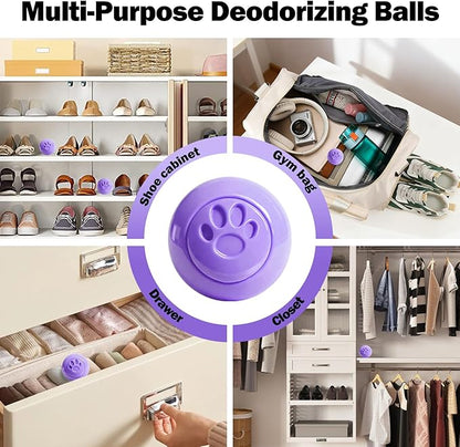 SCENTORINI Shoe Deodorizer Balls, 8 Pack Lavender Scent Sneaker Deodorizer Balls, Odor Eliminator for Smell Shoes Boots, Long Lasting Shoe Freshener for Gym Bags, Drawers and Small Spaces