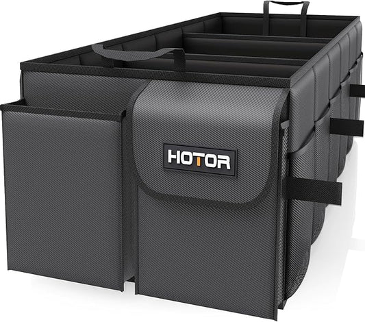 HOTOR Trunk Organizer for Car - Car Organizer, Foldable Trunk organizer for SUVs & Sedans, Sturdy Organization for Car Accessories, Tools, Sundries, Black, 3 Compartments, 35.4"×14.2"×10.6"