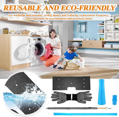 7 Pcs Dryer Vent Cleaner Kit for GE Washer Dryer Combo, WH01X35719 Lint Filter Replacement Upgraded Washable Sponge for Models PFQ97HSPVDS, Dryer Vent Brush and Dryer Vent Vacuum Hose ﻿