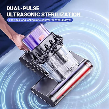 SakerPlus Powerful UV Bed Vacuum Cleaner, 14kPa Strong Suction Handheld Vacuum with 5-Cyclone System & Smart Sensor for Mattress, Carpet, and Home Deep Cleaning