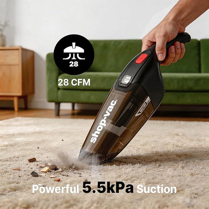 Shop-Vac Wet/Dry Handheld Vacuum, Powerful Small Vacuum Cordless Rechargeable, Wall-Mounted Hand Vac with Crevice Tool, Portable Vacuum for Home & Car, Lightweight & Compact, Black