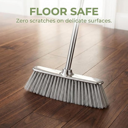 Indoor Soft Bristles Angle Sweeping Broom with Long Handle for Kitchen Hardwood Floor Cleaning
