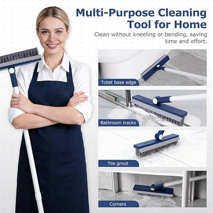 IVYROLL Grout Brush with Long Handle, Grout Cleaner Brush for Tile Floors, Stiff Bristles for Crevice, Tile Line, Shower, Kitchen, Bathroom