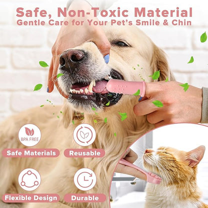 Augwind 6PCS Pet Grooming Kit for Dogs, Cats and Horses | Dog Washing Gloves | Cleanroom Gloves | Dog Bath Brush | Dog Bath Gloves | Dog Shampoo Brush | Dog Bath Supplies (Light Pink)