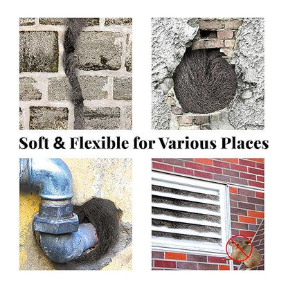 Daily Treasures 2pcs Steel Wool with Nitrile Material Gloves and Large Contact Shovel, Sharp to Prevent Rodents Steel Wool Mice Control, Rodent Control Excluder Mesh for Cracks Vents in Garden House