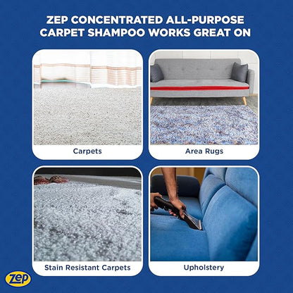 Zep All-Purpose Carpet Shampoo Concentrate Cleaner - 1 Gallon - ZUCEC128 - Professional Formula Removes Dirt and Stains (Pack of 2)