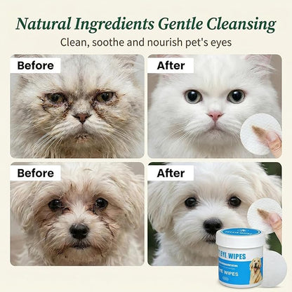 Dog Eye Wipes for Tear Stain Removal, Vet-Recommended Dog Eye Infection Treatment, Natural Dog Wipes for Discharge, Pet Eye Cleaner for Dogs&Cats, Gentle & Safe Pet Wipes for Sensitive Skin, 130 Count