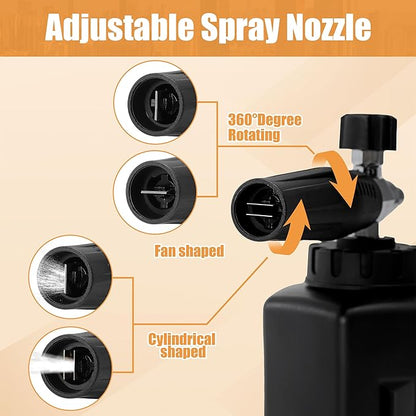 PWACCS Pressure Washer Gun with Foam Cannon, Short Pressure Washer Gun with Swivel, Foam Cannon for Car Wash Gun Kit with 1/4" Quick Connector, 5 Power Washer Nozzle Tips, 1.5 Liter, 5000 PSI