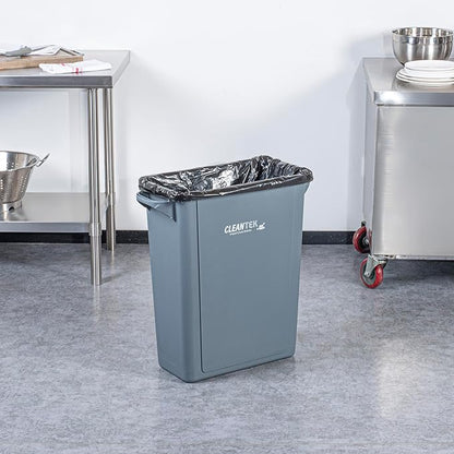 Restaurantware-Clean Tek Professional 15 Gallon Trash Can, 1 Slim Rectangle Waste Basket - With Handles, Space Saving, Gray Plastic Garbage Bin, For Commercial Space, Office, Store, Cafe, And More