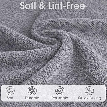 Microfiber Cleaning Cloth Roll - 100 Pack Tear Away Microfiber Paper Towels, Reusable, Washable, Scratch-Free, Kitchen Towels for Car, Home, Kitchen, Glass, Dishes(Cloud Gray)