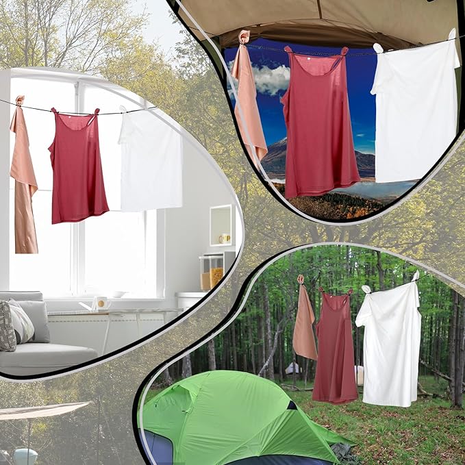 Travel Clothesline Portable Clothesline Outdoor Clotheslines Retractable Clotheslines Lightweight Camping Clothes Line with 12 Beads for Indoor Hotels Backyard Outdoor Cruise Ships RVs Tents 9.8 Feet