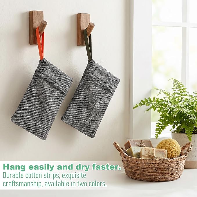 2PCS Bar Soap Pouch, Exfoliating Bath Sponge, Soap Bags, Body Scrubber Shower Sponge Loofah, Lathering Wash Bag for Body Washing, Deep Exfoliating, Travel with Quick-Dry Mesh