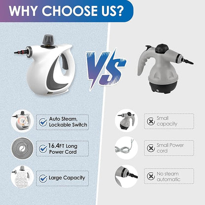 Handheld Steam Cleaner with 14-Piece Accessory Set, Steam Cleaner for Home Use, Portable Steamer for Cleaning Car Upholstery Tile Grout Home