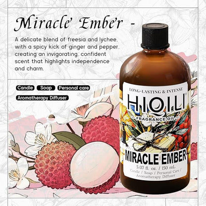 HIQILI Miracle Ember Fragrance Oil for Candle & Soap Making, Inspired by L.acome Mira-cle, Luxury Aroma for Room Air Freshener, Add to Essential Oil Diffuser - 5.07 Fl Oz