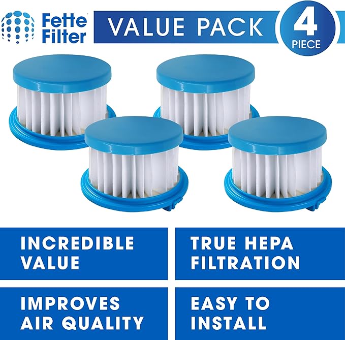 Fette Filter - 4 Pack A32F02 HEPA Filter Compatible with Ryobi ONE+ 18V Cordless Wet/Dry Hand Vacuum PCL702 PCL702B PCL702K. Compare to Part #A32F02.