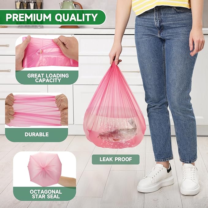 2 Gallon Small Bathroom Trash Bags - Colorful Biodegradable Mini Garbage Bags 100 Count Compostable Unscented Little Waste Basket Kitchen Office Car Tiny Liners Bulk Strong Thick Chenyucheng