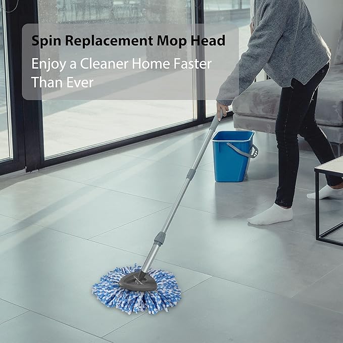 Spin Mop Replacement Head - 4 Pack RinseClean Mop Refills with Base Compatible with O-Cedar Triangle Spin Mop, Microfiber Mop Replace Head Easy Cleaning Floor Head Mop (for 2 Tank System ONLY)