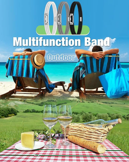 Garbage Can Rubber Bands Cord Lock Adjustable Design Trash Can Bands Fits 4-33 Gallon Trash Cans Multifunction Bands Litter Box Bands Beach Towel Bands for Outdoor Kitchen Tables Picnic Camping Party