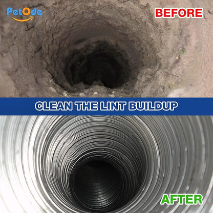 PetOde 41-Feet Dryer Vent Cleaner Kit, Lint Remover，Upgraded Flexible Quick-Snap Brush with Drill Attachment,Extends Up to 41 FEET for Easy Cleaning，Cleaning Tools Use with/Without a Power Drill（New）