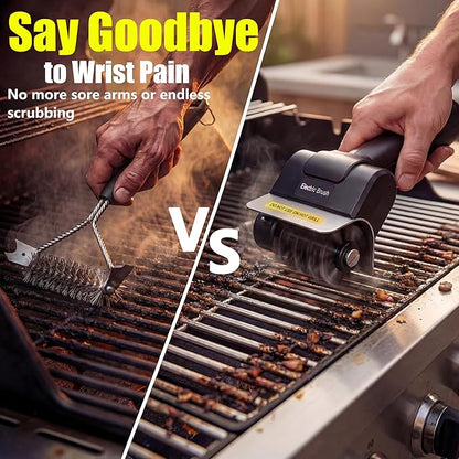 Electric BBQ Grill Brush Rechargeable with Anti-Lock Motor, 2000mAh for 2-Hour Run Time, Dishwasher Safe Head, Saves 80% Cleaning Time & Reduces Wrist Strain, Cleans Hard Corners