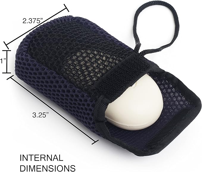 MainBasics Exfoliating Bar Soap Pouch Dual-Sided Body Scrubber - Fits Standard Size Soap Bars, Blue