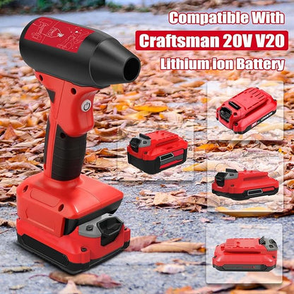 Cordless Leaf Blower, 130000 RPM High Speed Jet Fan, Compatible with Craftsman 20V Battery, Lightweight Handheld Electric Blower for Lawn Care, Yard, Patio, Dust & Debris Cleaning