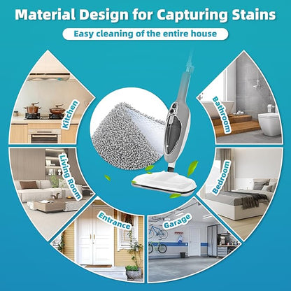 LOVECO Steam Mop Pads Compatible with GorFanty GF-6610B/GF-6610, Neugo NE033/NE033M & Mxnsewr, Washable Microfiber Steam Mop Replacement Pads for Multi-Surface Cleaning (2 Pack)