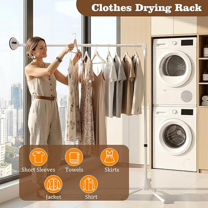 Suction Cup Clothes Drying Rack,Adjustable 59"-71" Inches,180° Swivel Collapsible Laundry Drying Rack,Portable Drying Rack for Jeans, Towels & Sheets
