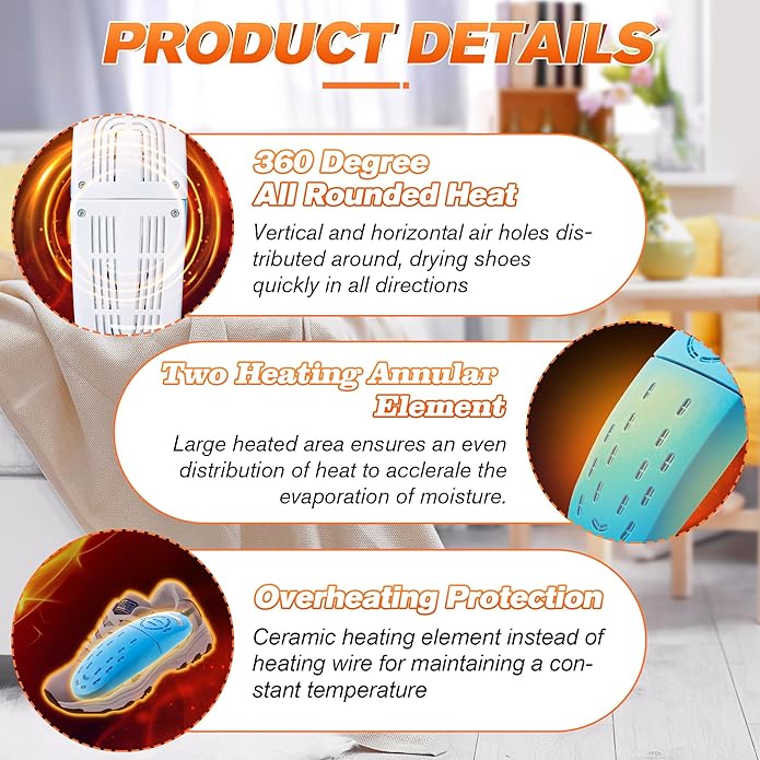 Shoe Dryers Portable, Boot Dryer, Telescopic Electric Shoe Warmer Machine for Sneaker Socks Gloves