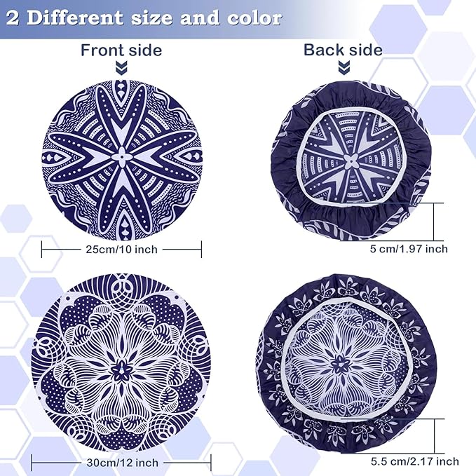 2 Large Reusable Beeswax Bowl Covers for Bread Proofing, 10/12 Inch Elastic Beeswax Wraps Cotton Cloth Sourdough Bowl Covers for Proofing Baskets, Mixer Bowls, Food Storage Containers