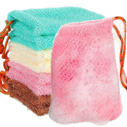 8 Pieces Bar Soap Pouch Mesh Soap Saver Pouch Holder Exfoliating Net Loofah Bags for Shower Mesh Bubble Foam Net Bath Pocket for Women Men Girls (Lake Green, Pink, Beige, Brown)