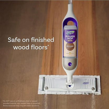 Swiffer Power Mop Wood Refill Solution, QuickDry Hardwood Floor Cleaner for Mopping Home, Bathroom, Kitchen, All Purpose Multi-Surface Solution for Floor Cleaning, Lemon Scent, 50.6oz