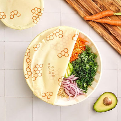 Bee's Wrap Beeswax Wraps for Food - Assorted 5 Pack of Beeswax Wraps - 2 Large & 3 Medium Wrap - Plastic Free Made in USA Reusable Natural Food Wrap - Honeycomb Print