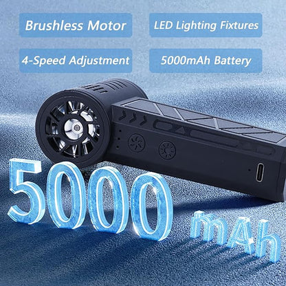 2026 Upgrade Snow Removal for Cars 130,000 RPM Mini Snow Blower for Car Snow Master Pro Led Turbo Blower,4-Speed Adjustable Turbo Electric Portable Hand Held Car Remover for Vehicle and Home Cleaning